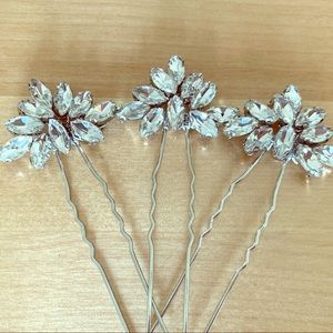 Bridal Silver and Crystal Hairpins (set of 3)